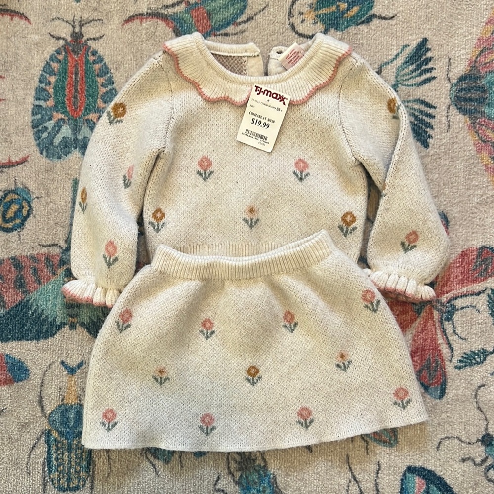 Matching toddler sweater and skirt set